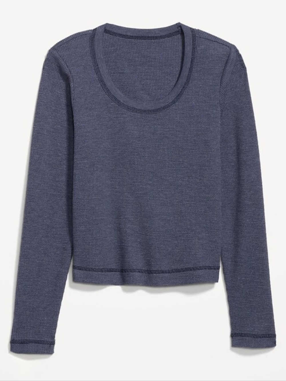 Old Navy Waffle Knit Scoop Neck Navy Blue Long Sleeve Casual Women's Top Size 2X
